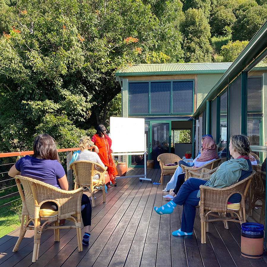 learning about ayurveda at nirvana wellbeing retreat gold coast