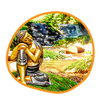 meditation retreat symbol with resting buddha
