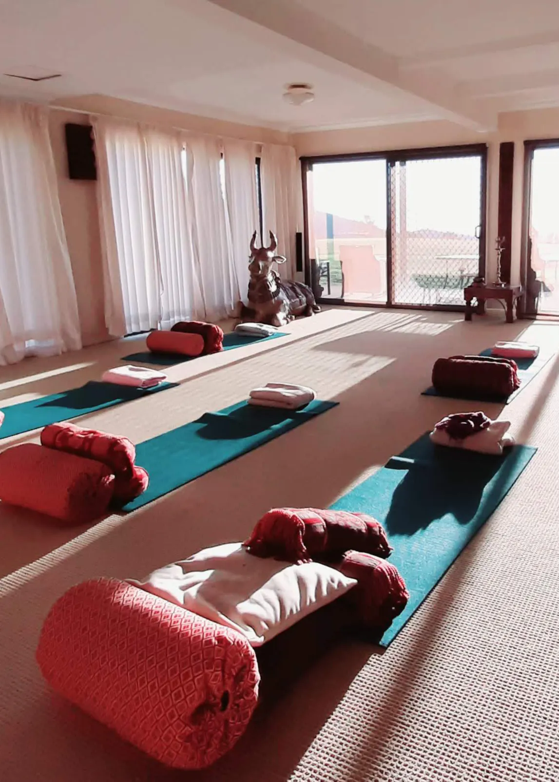 yoga mats ready on the floor at nirvana wellbeing retreat